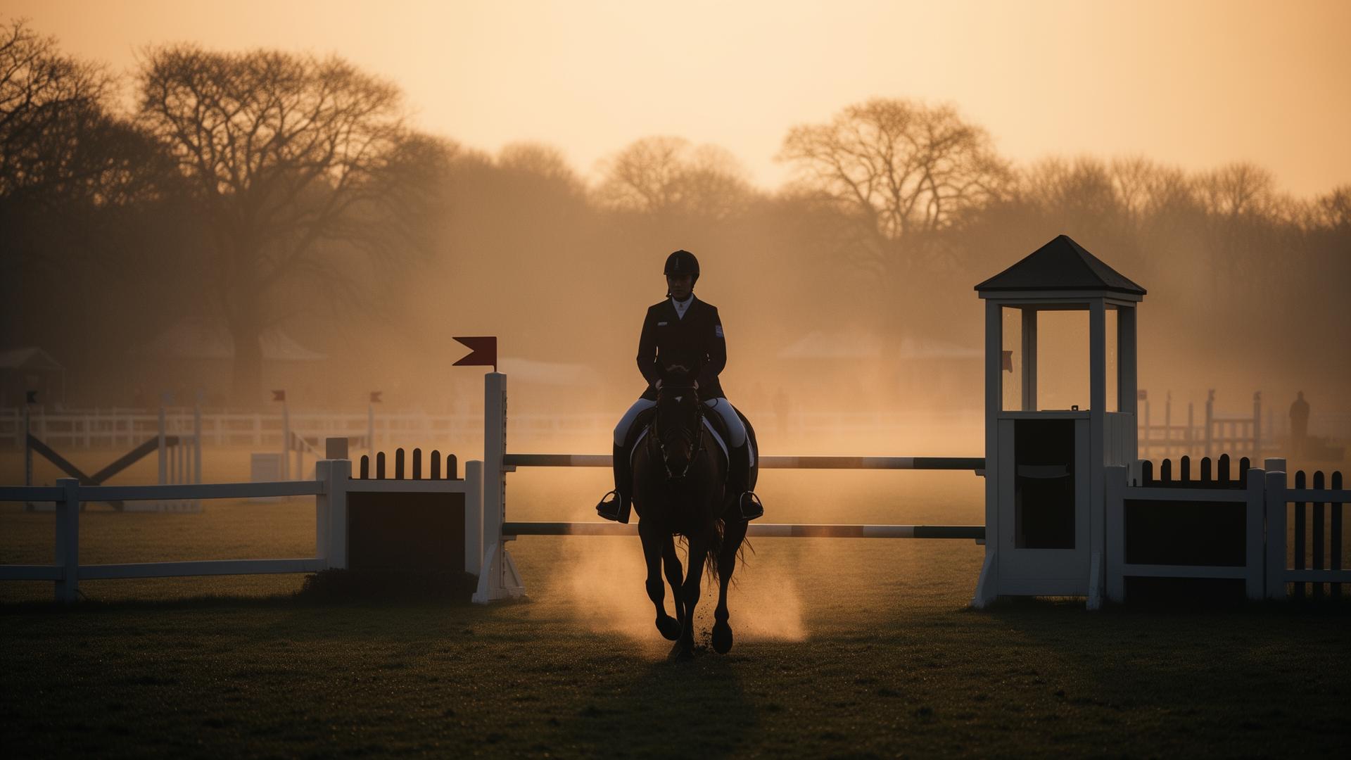 Rider at dawn approaching the start box